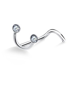 Smiley with Stones Silver Curved Nose Stud NSKB-662